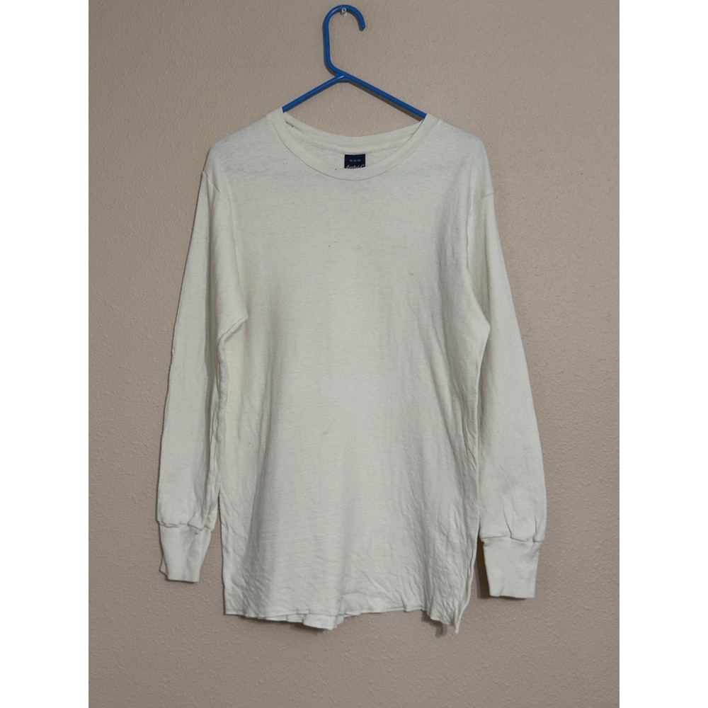 Vintage Duofold Made in USA Wool Blend Thermal Shirt XL Cream Long Sleeve Mens